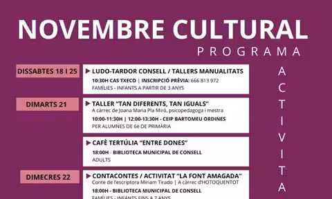 Consell, Novembre cultural: Taller "Tan diferents, tan iguals"