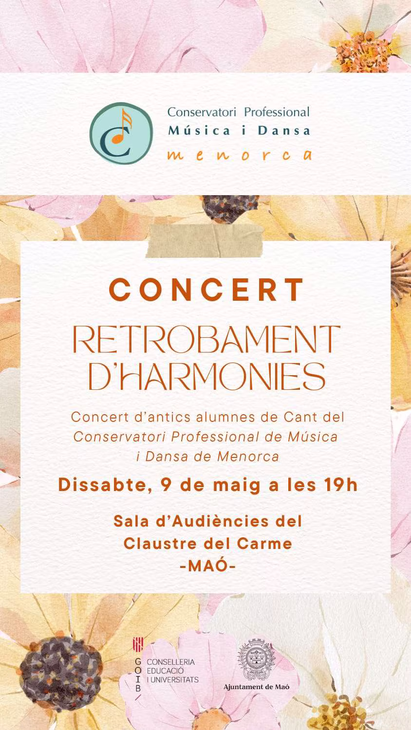 Concert Retrobament d'Harmonies – Antics alumnes de Cant del Conservatori Professional de Música i Dansa de Menorca