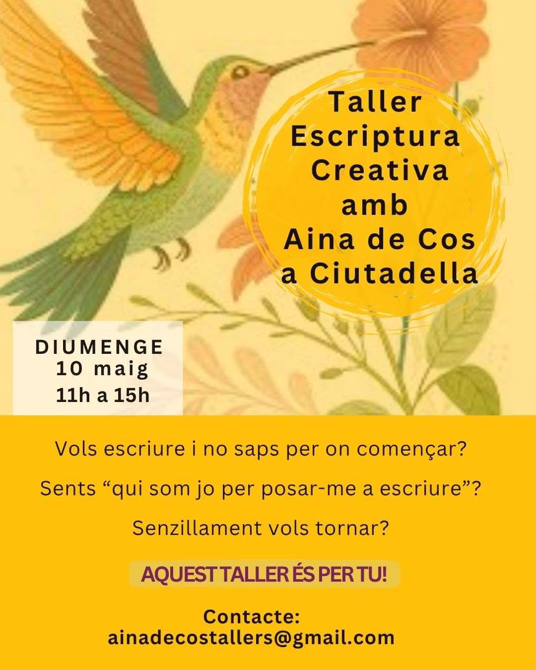 Taller Escriptura Creativa – Aina de Cos