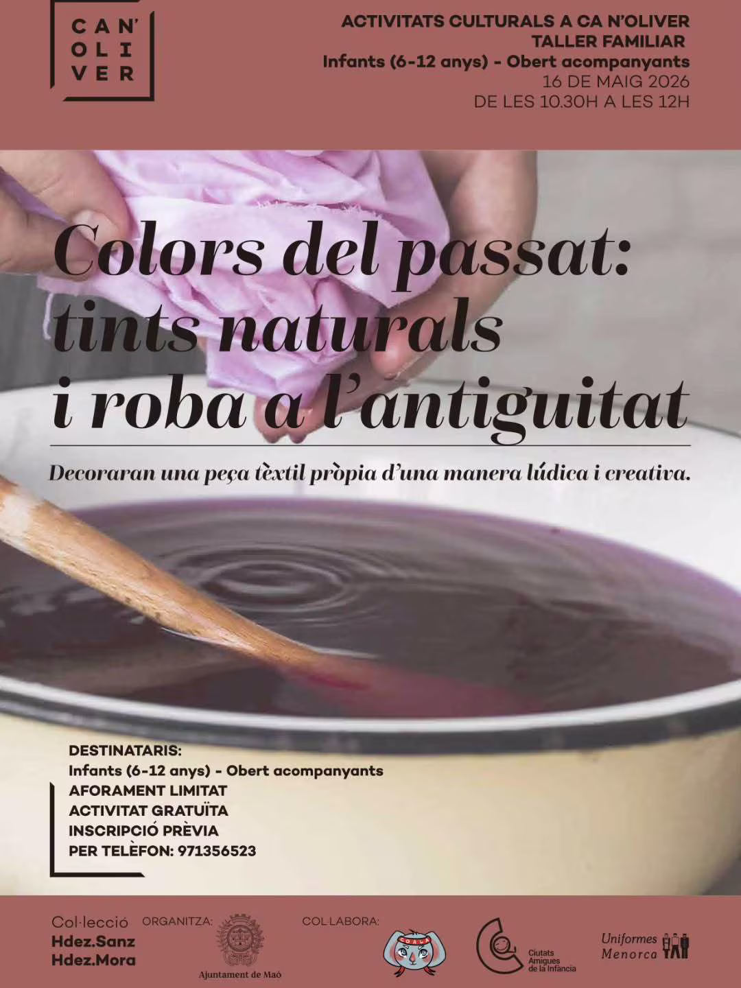 Taller familiar Colors del passat: tints naturals i roba a l'antiguitat – Ajuntament Maó