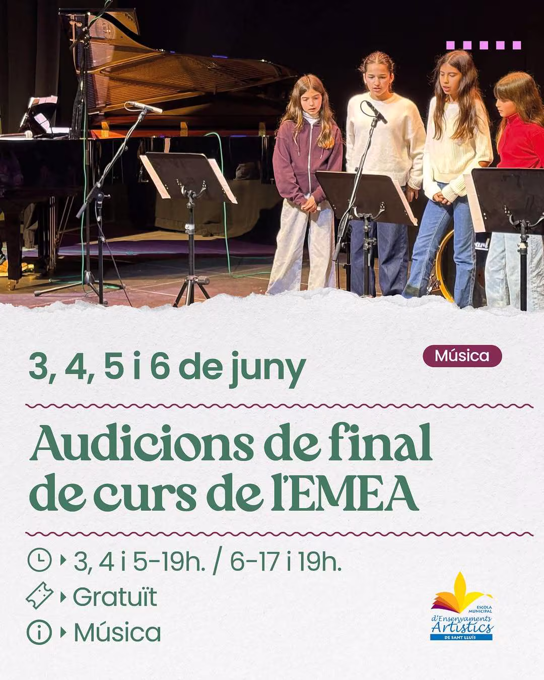 Audicions de final de curs de l'EMEA – Escola de Música de l'Espectacle Artístic (EMEA)